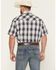 Image #4 - Ely Walker Men's Plaid Print Short Sleeve Snap Western Shirt, Navy, hi-res