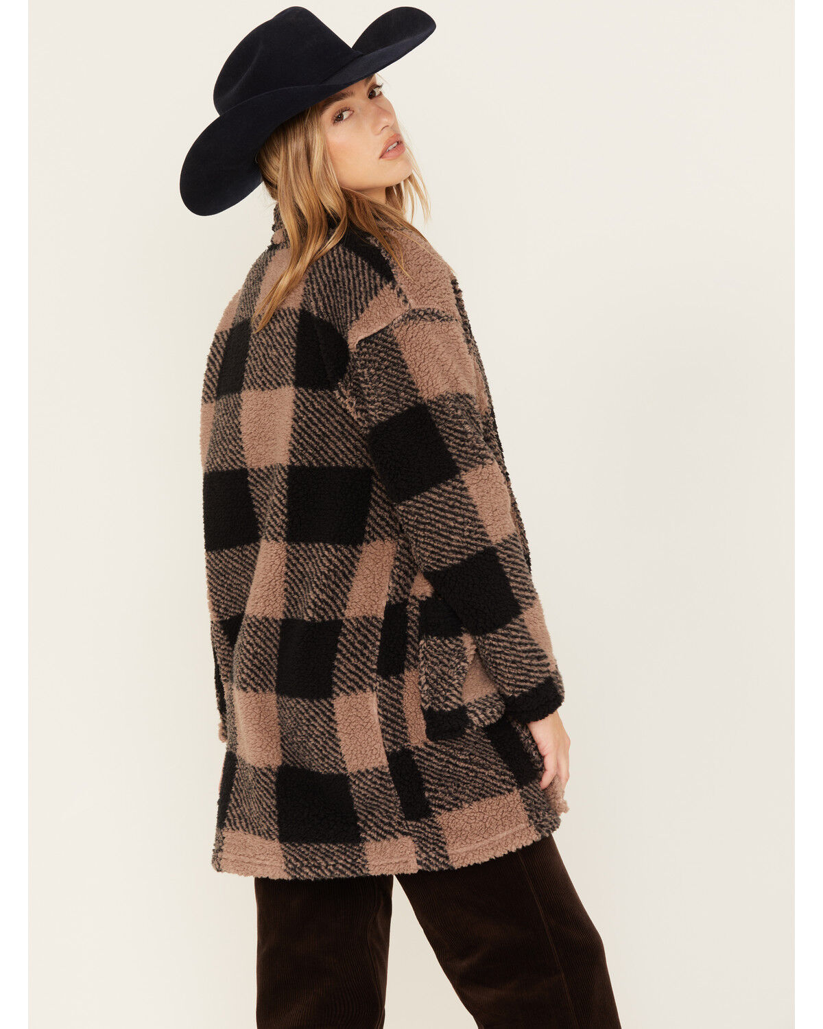 Image #4 - Stillwater Supply Women's Buffalo Check Print Sherpa Cardigan, , hi-res