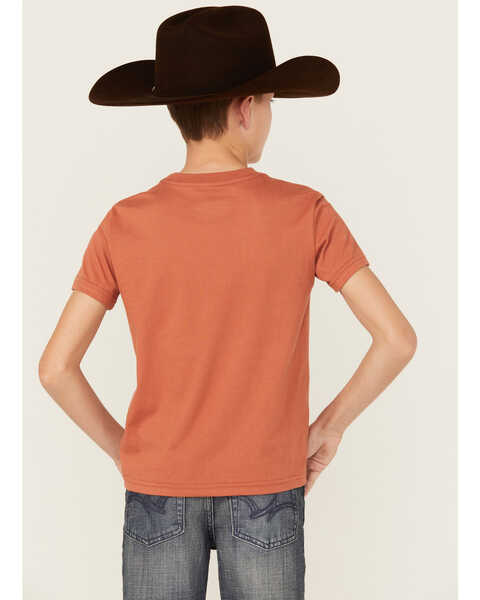 Image #4 - Rock & Roll Denim Boys' Dale Brisby Pow Pow Short Sleeve Graphic T-Shirt , Rust Copper, hi-res