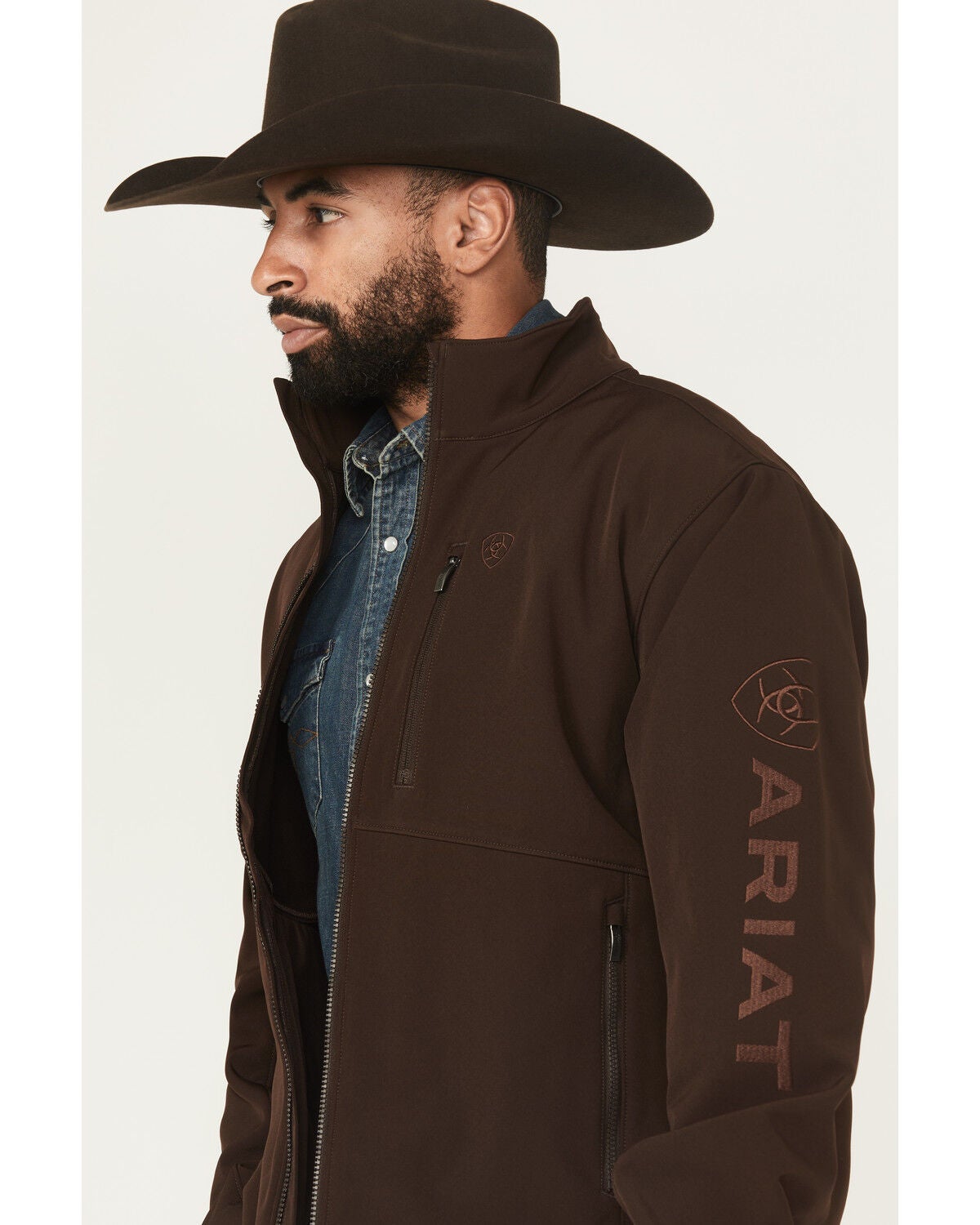 Image #2 - Ariat Men's Solid Concealed Carry Softshell Jacket - Tall, Chocolate, hi-res