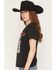 Image #2 - Blended Women's Boot Rose Short Sleeve Graphic Tee, Black, hi-res