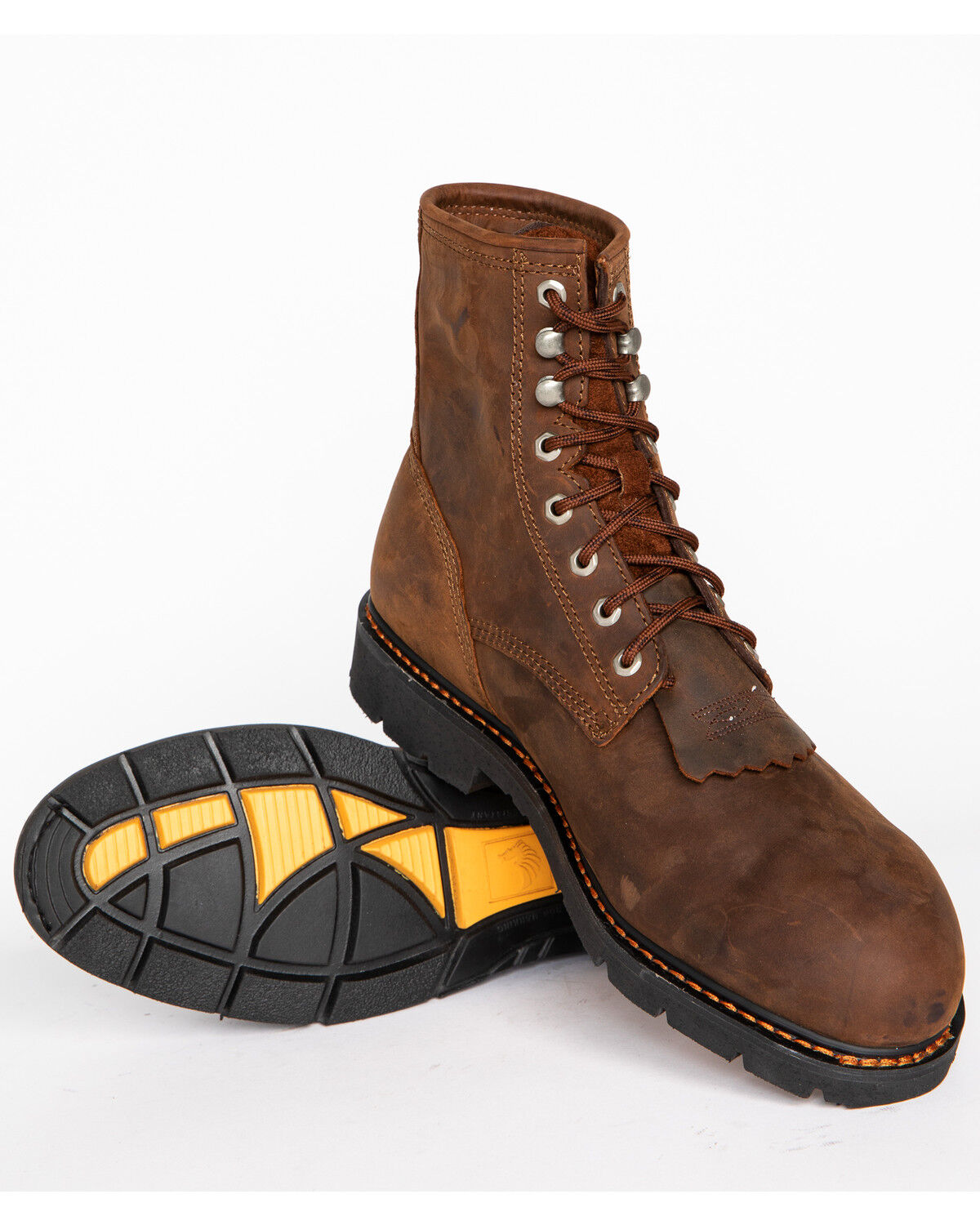 Image #5 - Cody James Men's 8" Mustang Lace-Up Kiltie Waterproof Work Boots - Composite Toe, Brown, hi-res