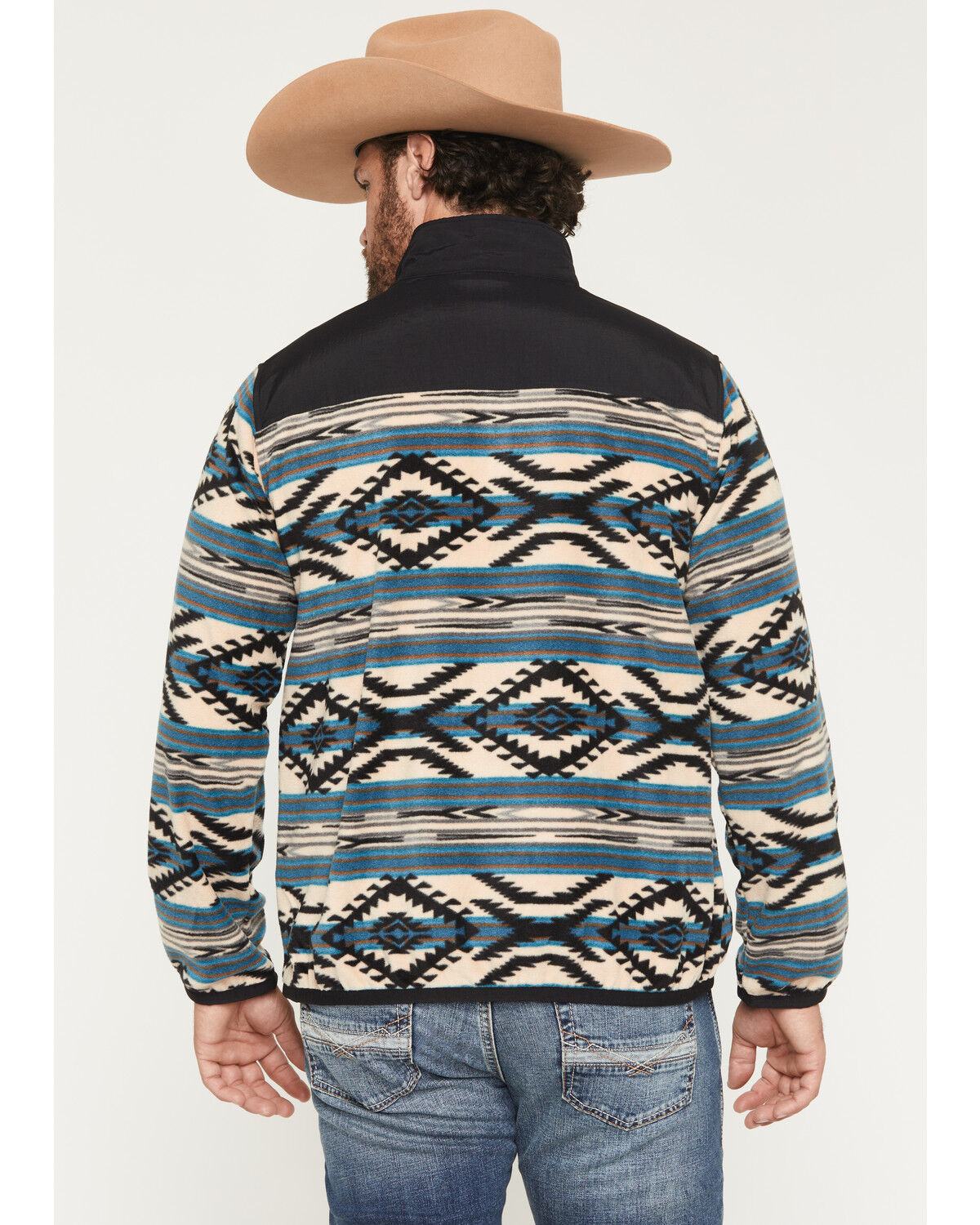 Image #4 - Ariat Men's Basis Southwest 1/4 Zip-Up Fleece Pullover, Teal, hi-res