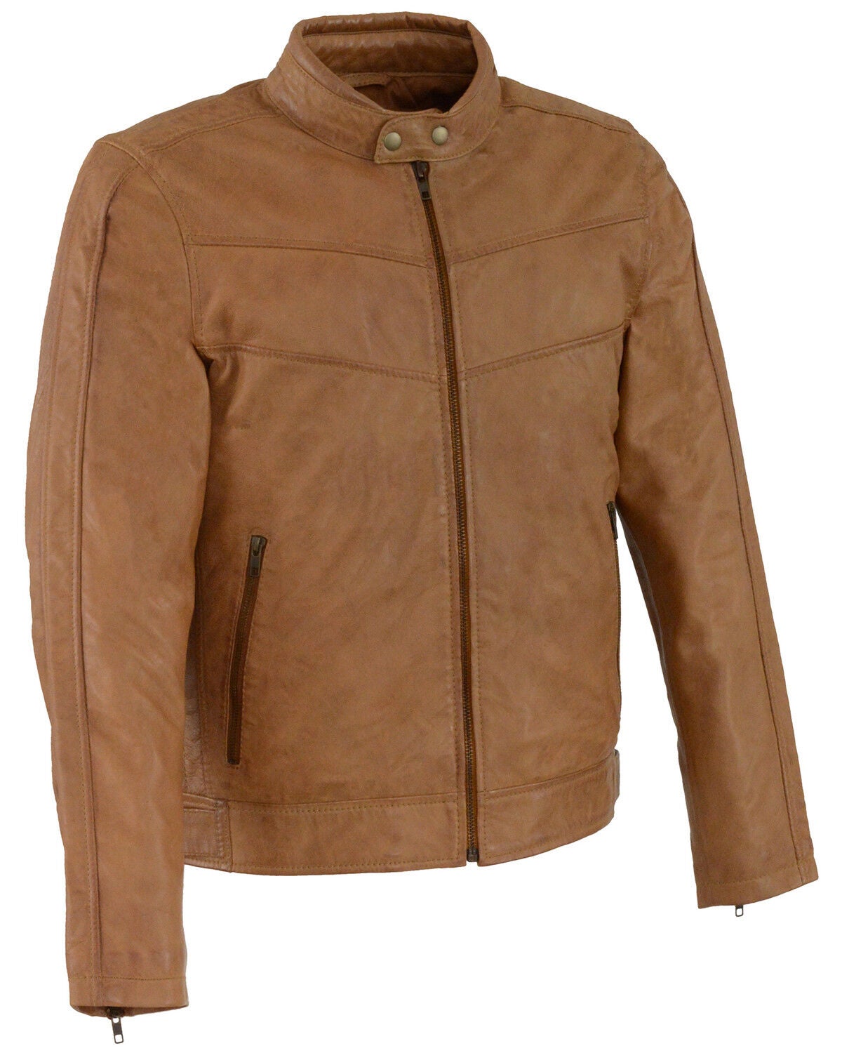 Image #2 - Milwaukee Leather Men's Tan Stand Up Collar Leather Jacket - 4X, Tan, hi-res