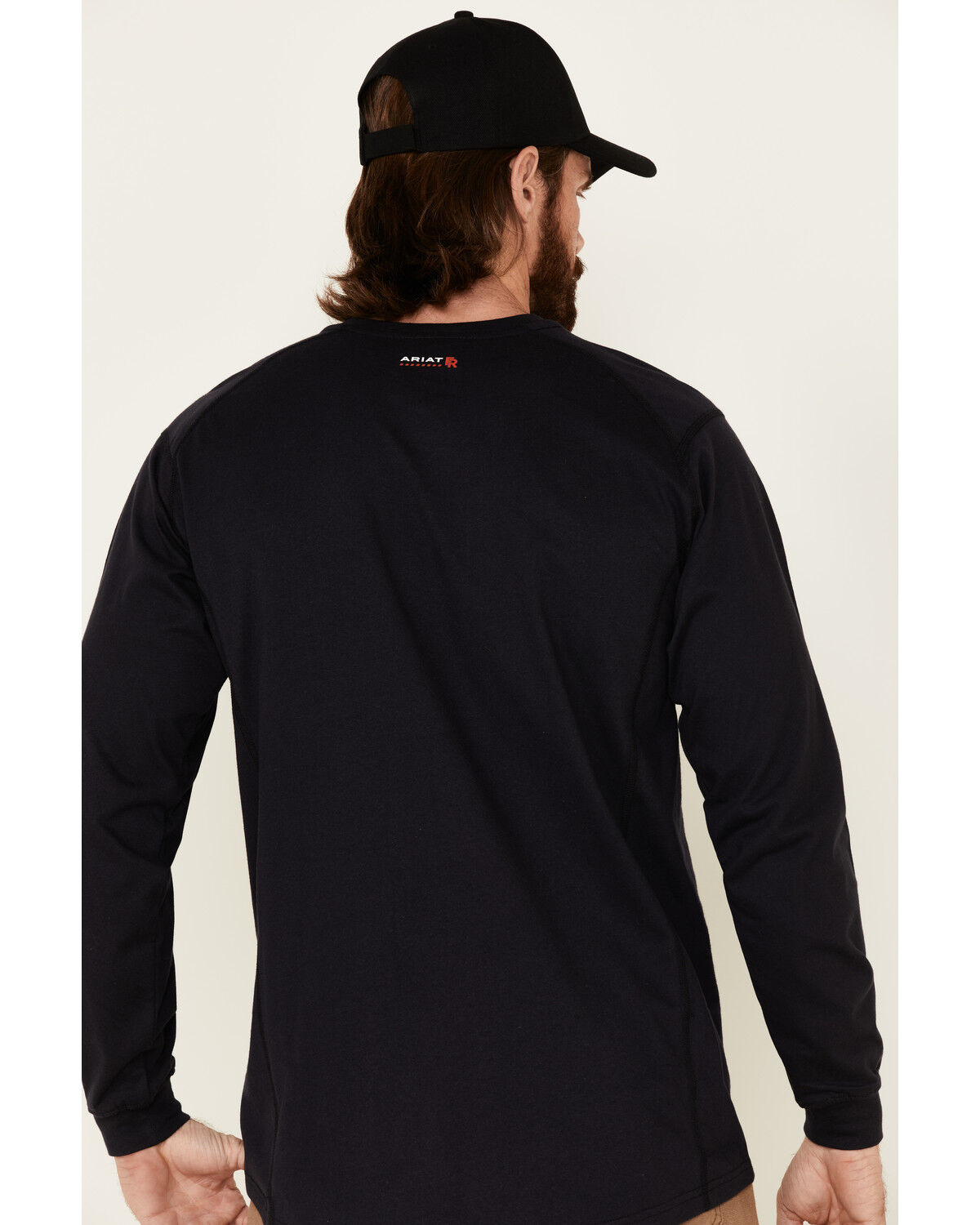 Image #5 - Ariat Men's FR Air Henley Long Sleeve Work Shirt, Navy, hi-res