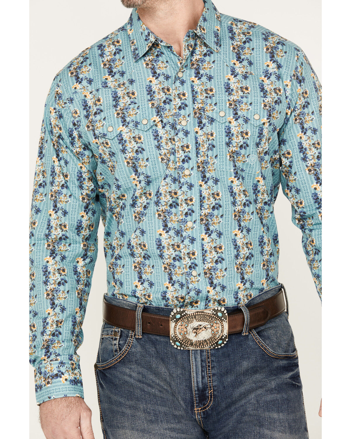 Image #3 - Ariat Men's Hains Retro Fit Snap Long Sleeve Western Shirt, , hi-res