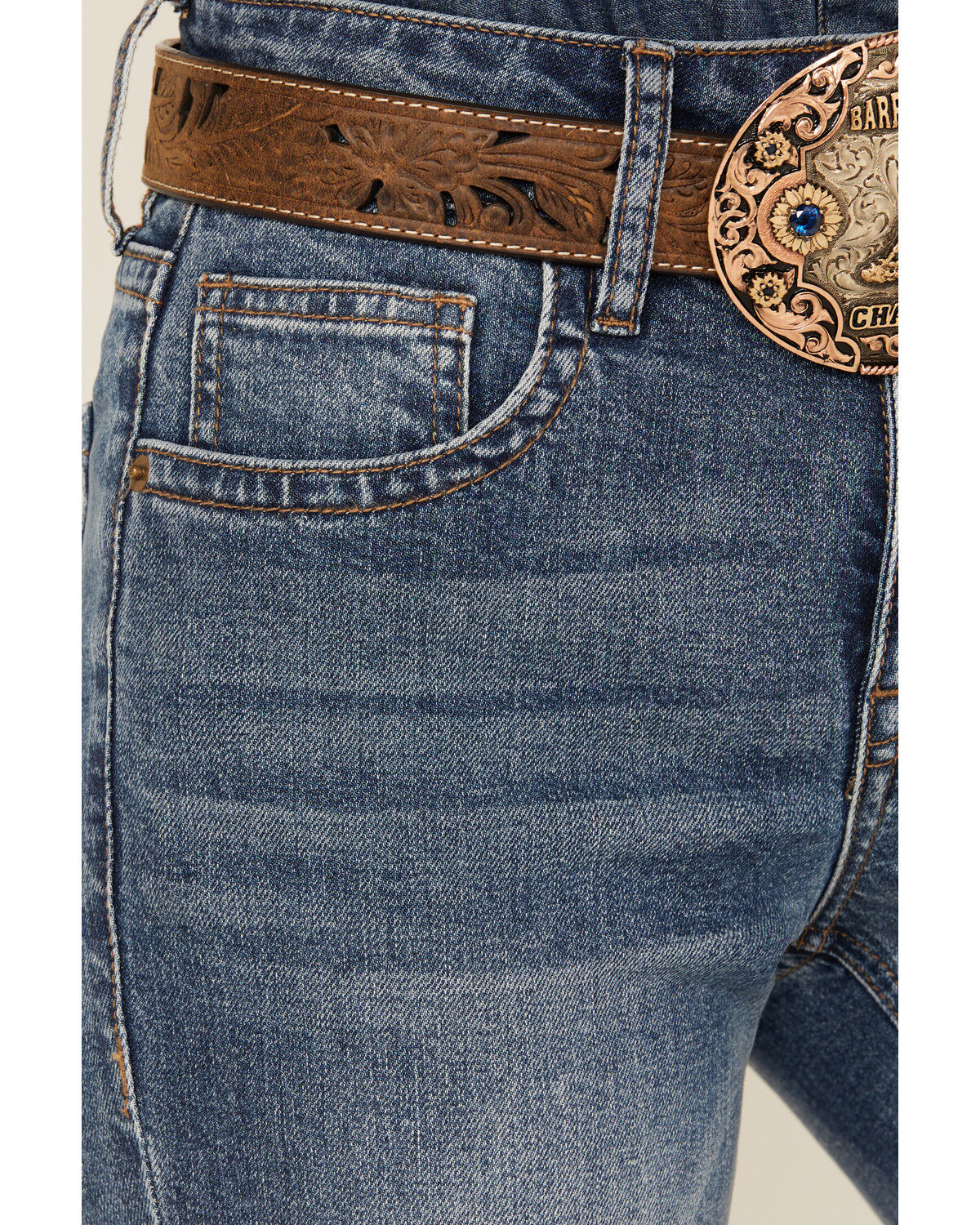 Image #2 - Rock & Roll Denim Women's Medium Wash High Rise Trouser Stretch Denim Jeans, Medium Wash, hi-res