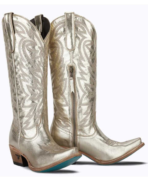 Image #1 - Lane Women's Smokeshow Metallic Tall Western Boots - Snip Toe, Gold, hi-res