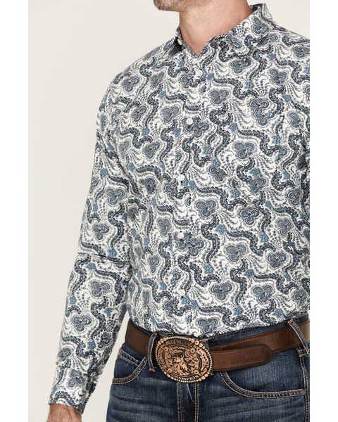 Image #3 - Gibson Men's Pop Paisley Print Long Sleeve Button-Down Western Shirt , Grey, hi-res