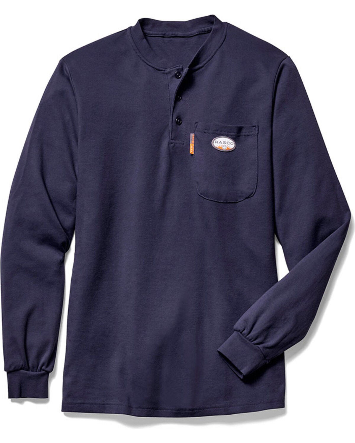 Rasco Men's FR Long Sleeve Henley T-Shirt, Navy, hi-res