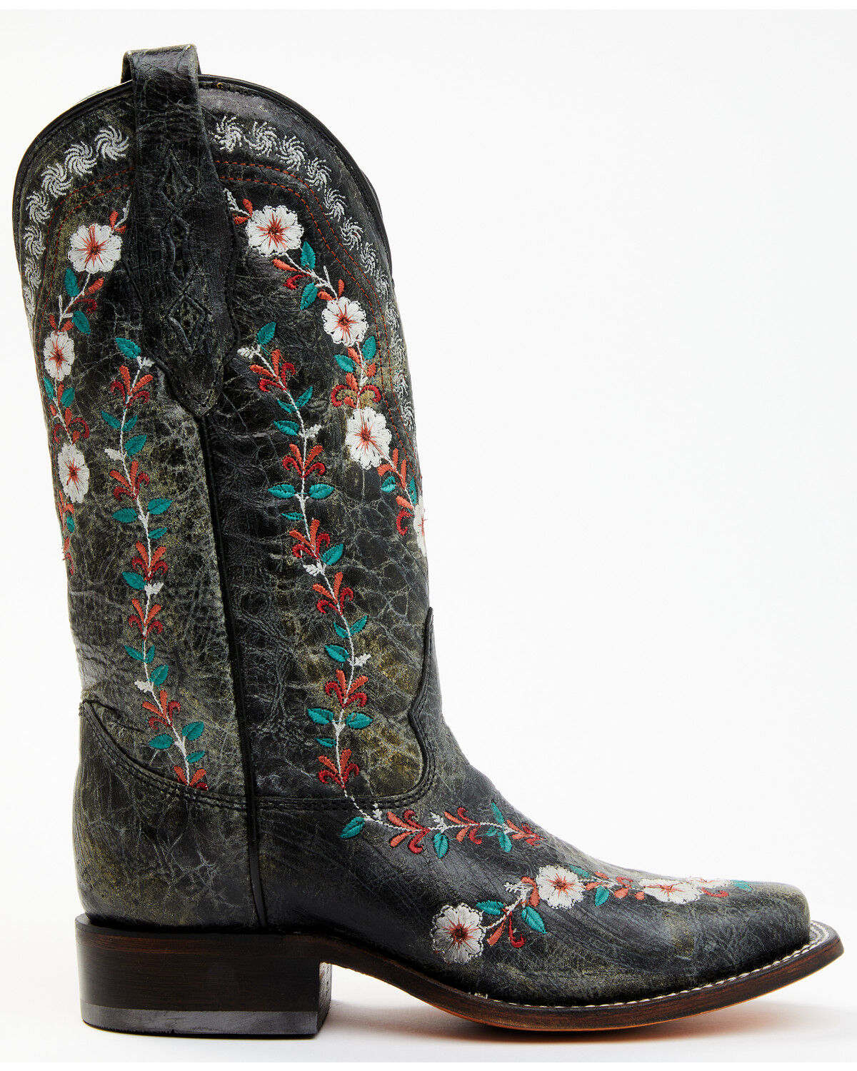 Image #3 - Corral Women's Floral Blacklight Western Boots - Square Toe, Black, hi-res
