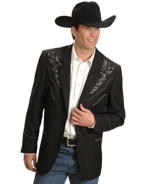 Scully Men's Floral Embroidery Western Jacket