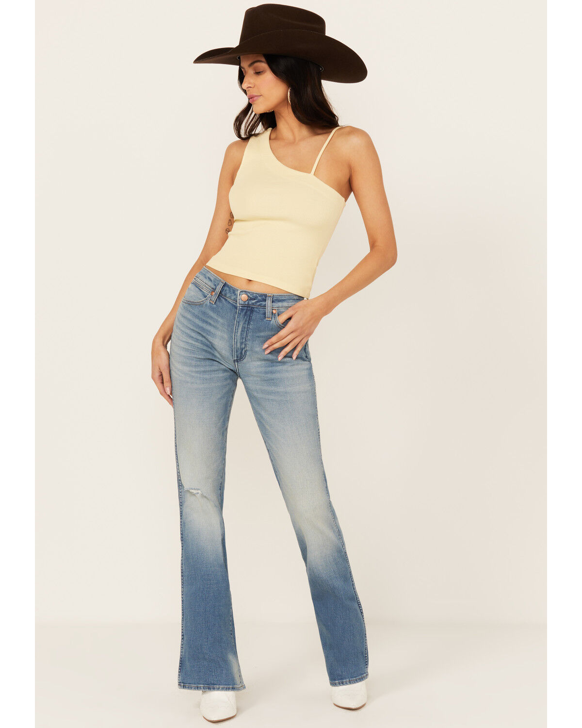 Image #1 - Wrangler Women's Medium Wash Westward Mid Rise Bootcut Stretch Denim Jeans, Medium Wash, hi-res