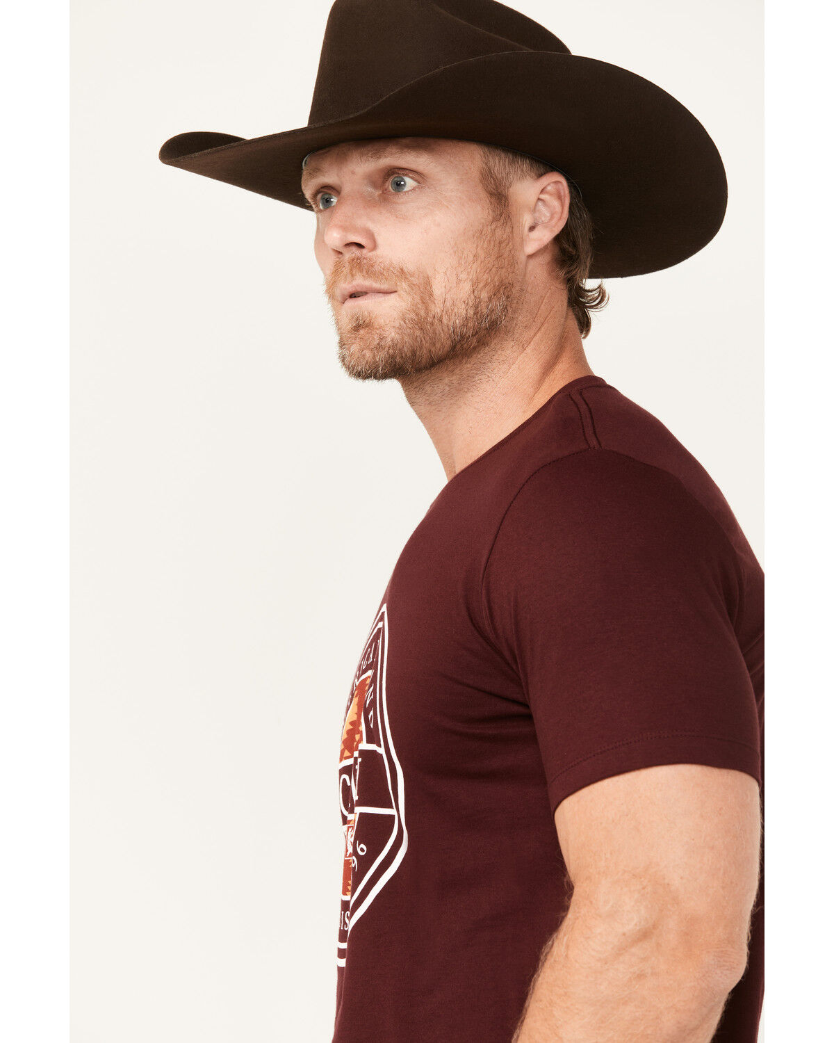 Image #2 - Cinch Men's Boot Barn Exclusive Southwestern Circle Logo Short Sleeve Graphic T-Shirt, Burgundy, hi-res