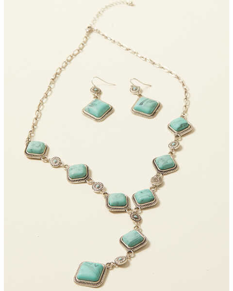 Image #2 - Shyanne Women's Bella Grace Turquoise Stone Jewelry Set, Silver, hi-res