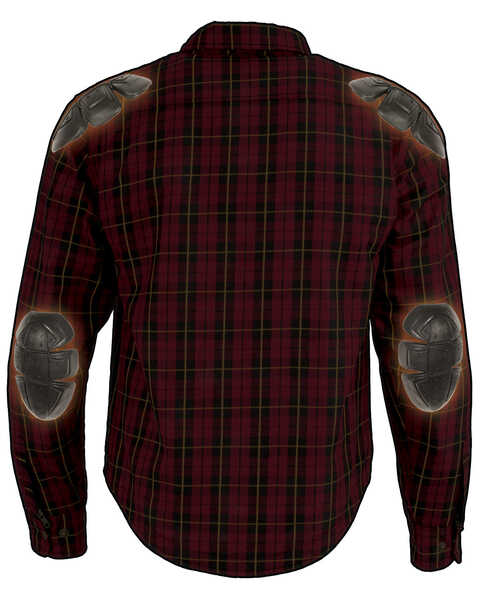 Image #2 - Milwaukee Performance Men's Aramid Reinforced Checkered Flannel Long Sleeve Biker Shirt, Black/red, hi-res