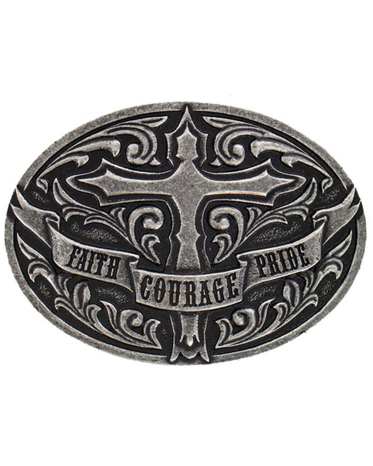 Cody James Men's Cross Faith Courage Pride Buckle, Silver, hi-res