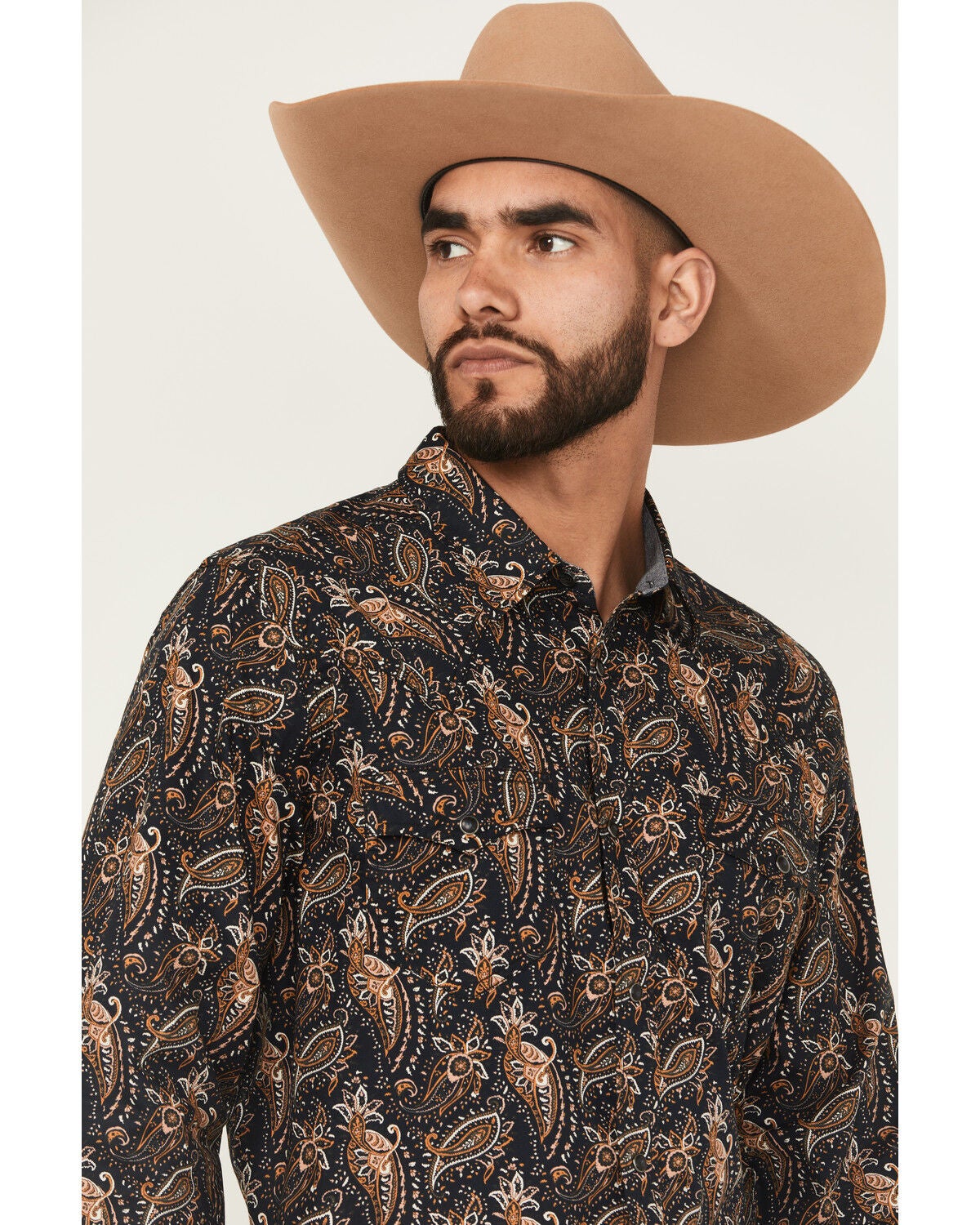 Image #2 - Cody James Men's Desert Dapper Paisley Print Long Sleeve Snap Western Shirt - Tall, Navy, hi-res