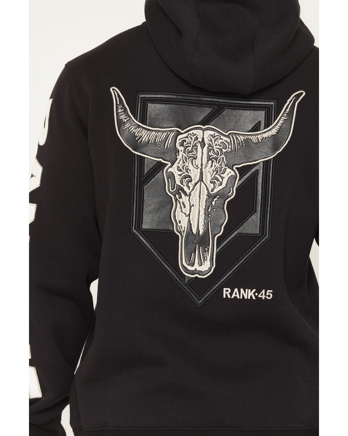Image #4 - RANK 45&reg; Men's Logo Flank Embroidered Hooded Sweatshirt, Black, hi-res