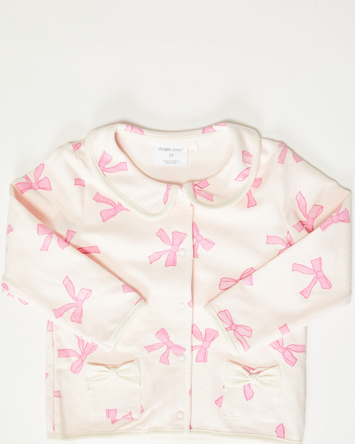 Image #1 - Angel Dear Toddler Girls' Bow Print Jacket, Light Pink, hi-res