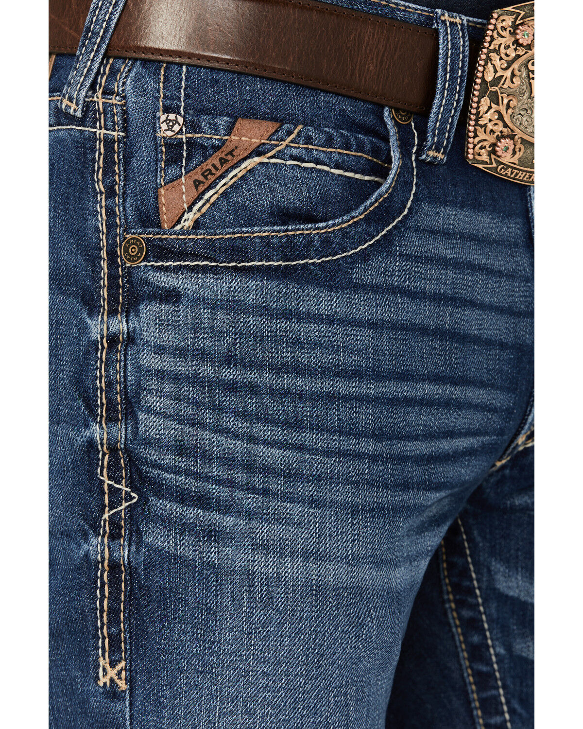 Image #2 - Ariat Men's M5 Medium Wash Pismo Bucklin Straight Denim Jeans - Big, Medium Wash, hi-res