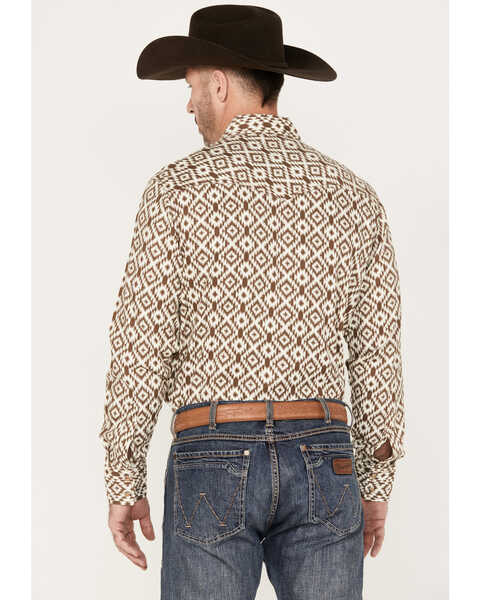 Image #4 - Wrangler Retro Men's Premium Southwestern Print Long Sleeve Snap Western Shirt, Brown, hi-res