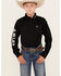 Image #1 - Ariat Boys' Team Logo Long Sleeve Button Down Western Shirt, Black, hi-res