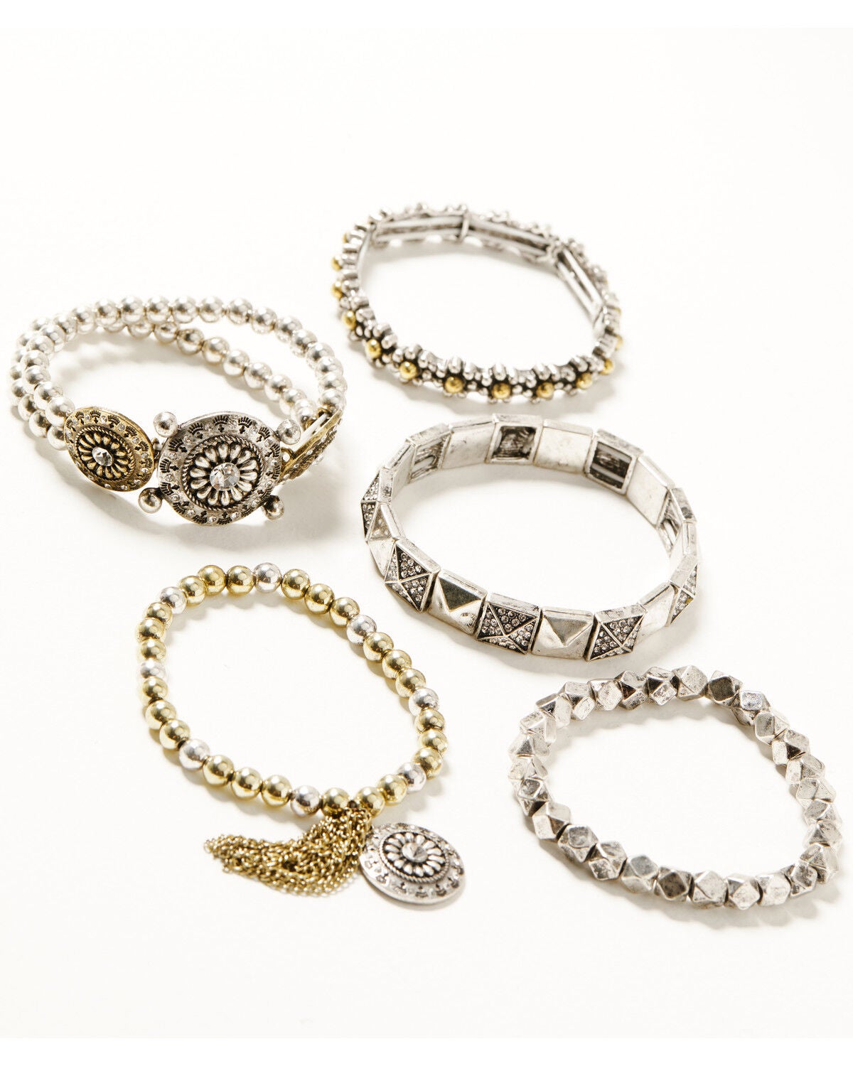 Shyanne Women's Desert Rose Antique Stretch Bracelet Set - 5 Piece, Gold, hi-res