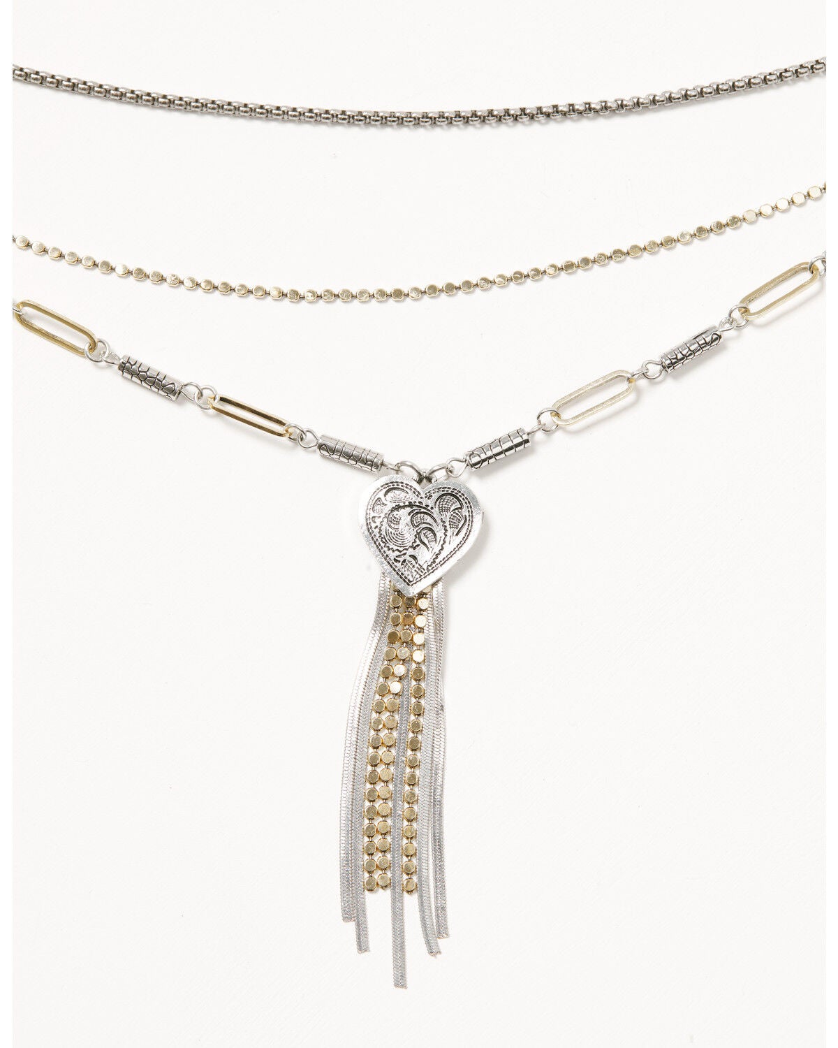 Image #1 - Shyanne Women's Etched Heart Layered Necklace, Gold, hi-res