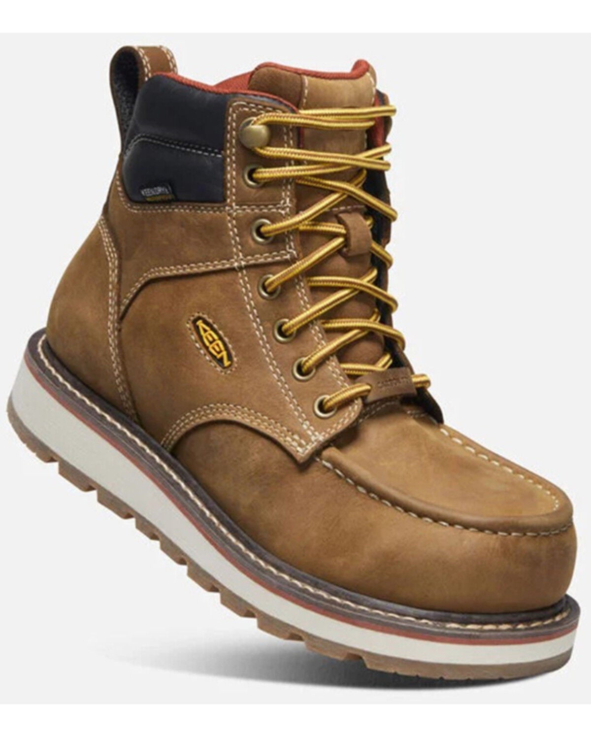 Keen Women's Cincinnati 6" Lace-Up Waterproof Wedge Work Boots - Carbon Fiber Toe, Brown, hi-res