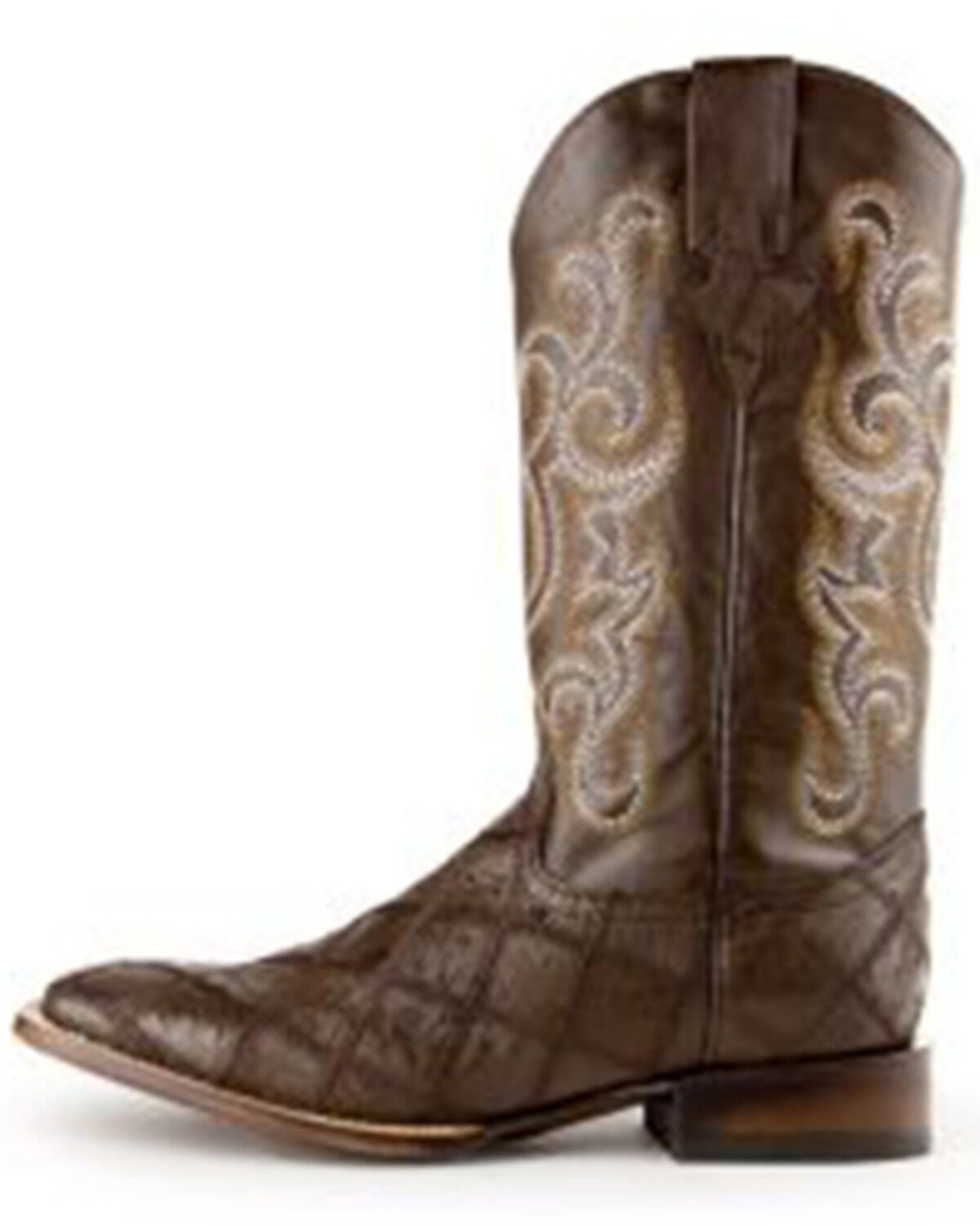 Image #6 - Ferrini Men's Ostrich Patchwork Exotic Western Boots - Broad Square Toe, Chocolate, hi-res