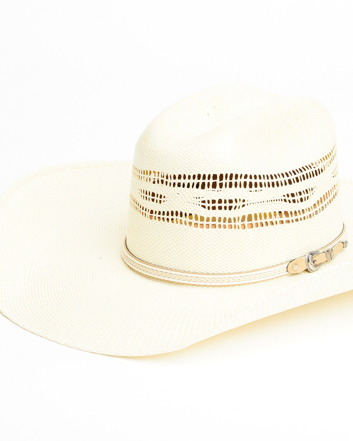 Image #1 - Justin Men's Ivory Tan Eaton Vented Straw Western Hat, Ivory, hi-res