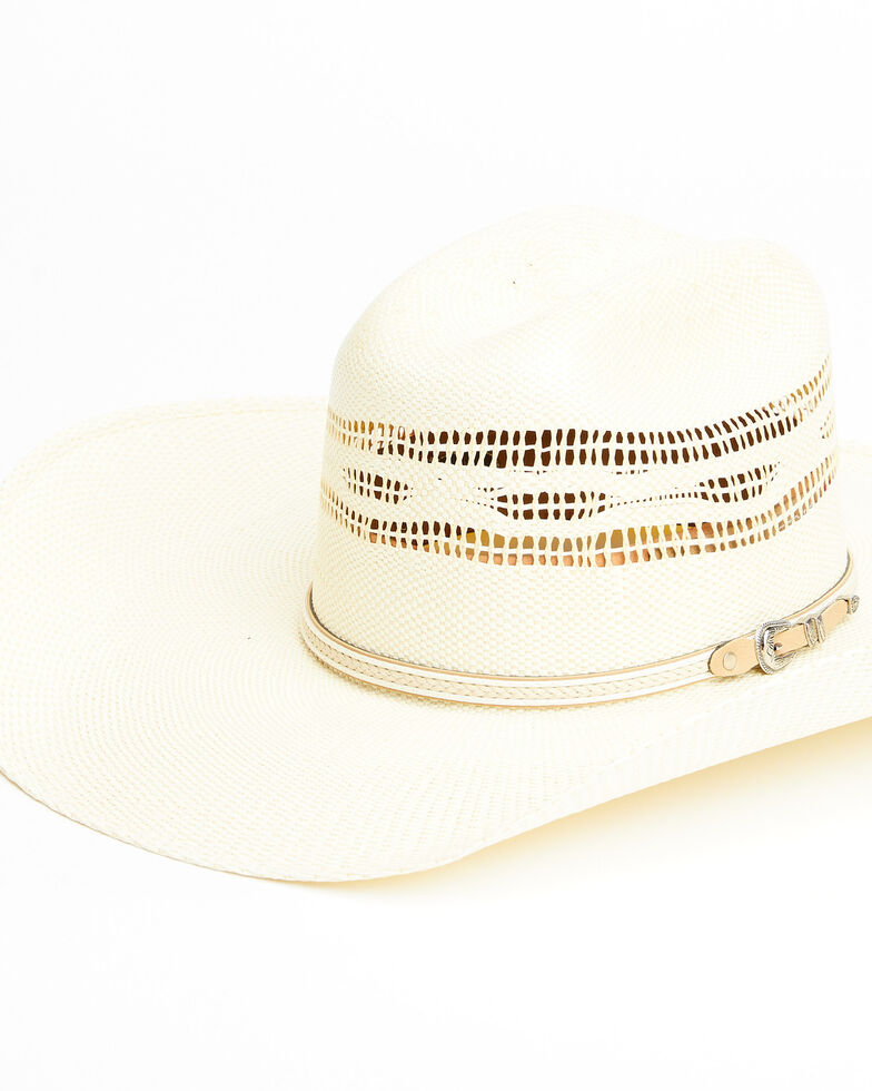 Justin Men's Ivory Tan Eaton Vented Straw Western Hat , Ivory, hi-res