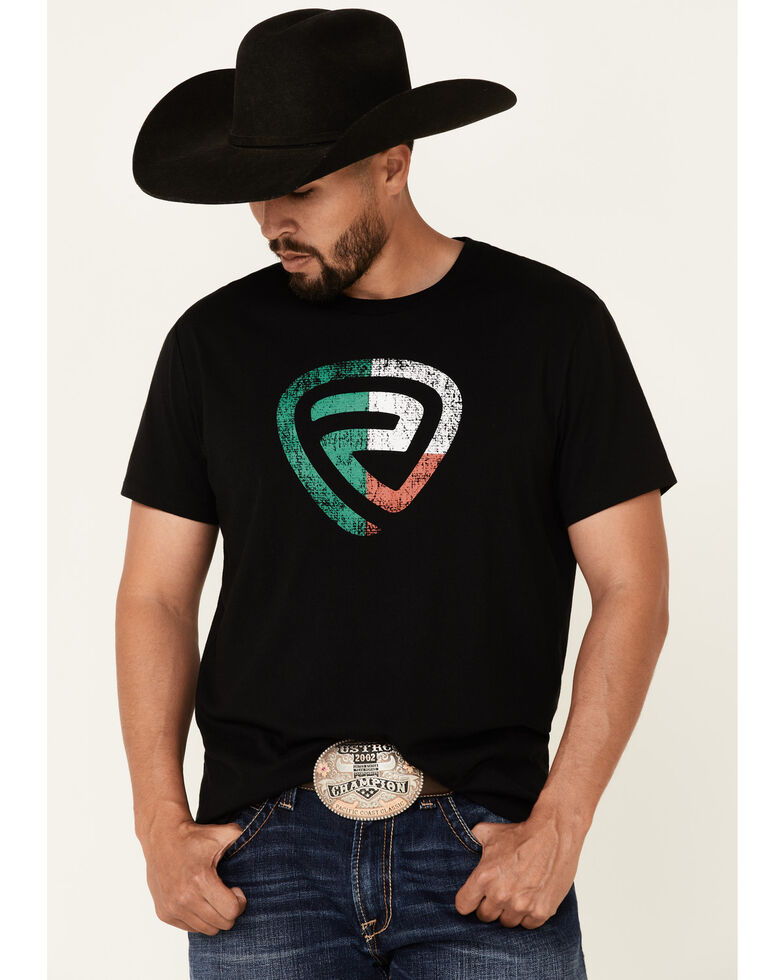 Rock & Roll Denim Men's Mexican Flag Logo Short Sleeve T-Shirt , Black, hi-res