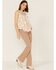 Wild Moss Women's Crochet Studded Yoke Flowy Tank Top, Cream, hi-res