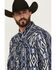 Image #2 - Rock & Roll Denim Men's Tek Southwestern Print Long Sleeve Pearl Snap Western Shirt, Blue, hi-res