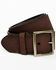 Image #1 - Brothers and Sons Men's Brass Buckle & Roughout Leather Belt, Brown, hi-res