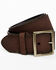 Image #1 - Brothers and Sons Men's Brown Brass Buckle & Roughout Leather Belt, Brown, hi-res