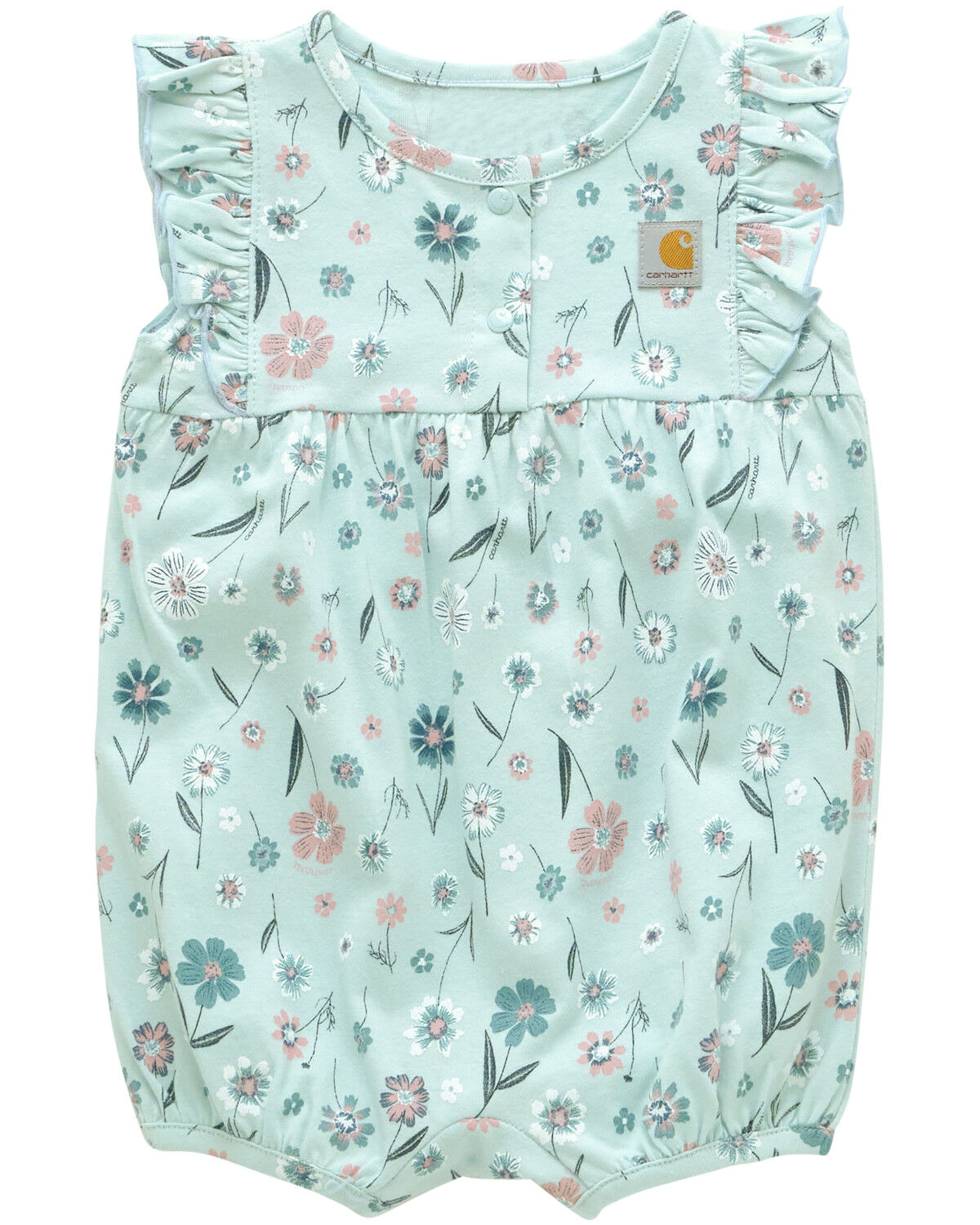 Image #1 - Carhartt Infant Girls' Floral Print Sleeveless Snap Onesie, Blue, hi-res