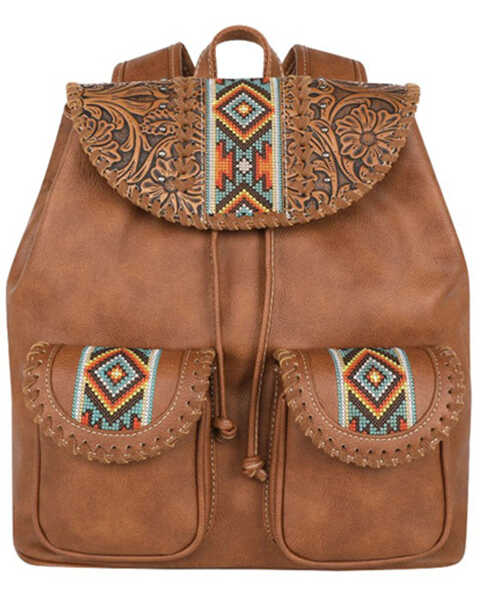 Montana West Women's Tooled Collection Backpack , Brown, hi-res