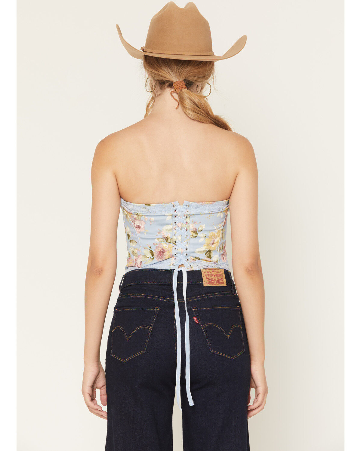Image #4 - Originality Women's Boot Barn Exclusive Tapestry Sweetheart Corset, Blue, hi-res