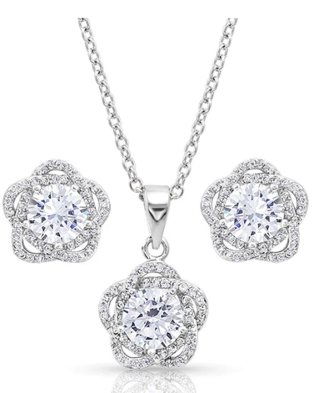 Montana Silversmiths Women's Starlight Flower Jewelry Set - 2 Piece, Silver, hi-res