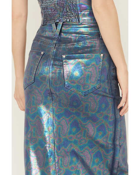 Image #4 - Vibrant Denim Women's Iridescent Maxi Skirt , Blue, hi-res