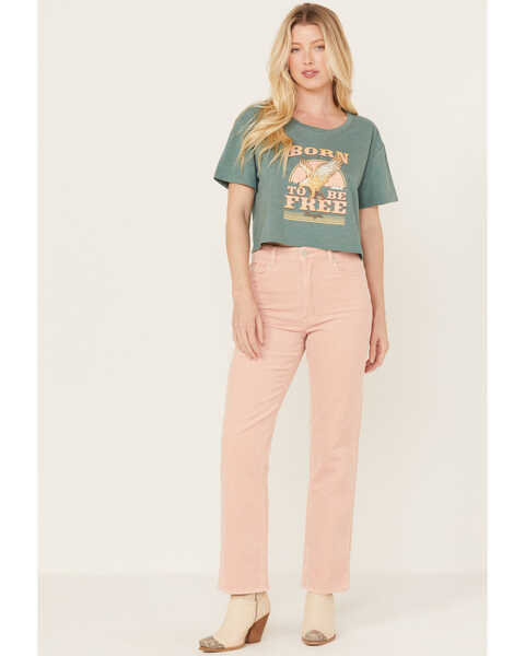 Image #2 - Wrangler Women's Born To Be Free Short Sleeve Cropped Graphic Tee, Sage, hi-res