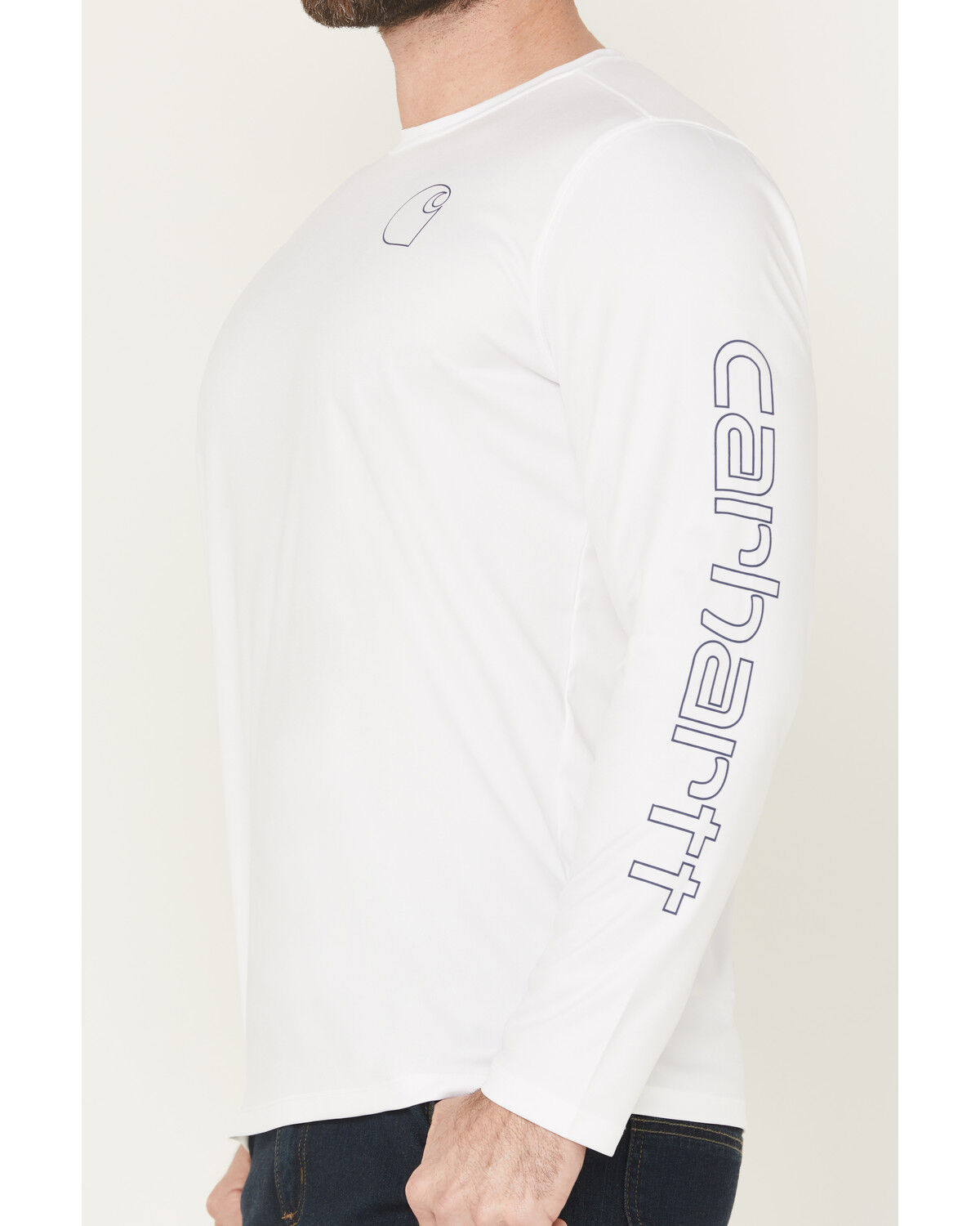 Image #3 - Carhartt Men's Force Sun Defender™ Lightweight Long Sleeve Graphic T-Shirt, Blue/white, hi-res