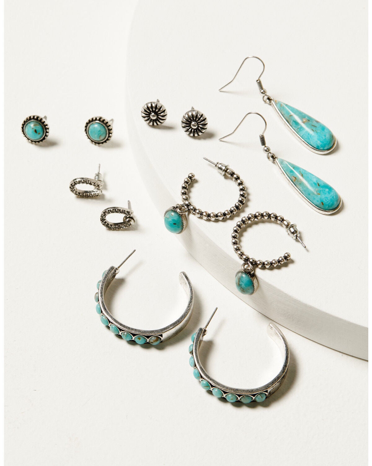 Shyanne Women's Ridge Canyon Turquoise Hoop Set - 6 Piece, Silver, hi-res