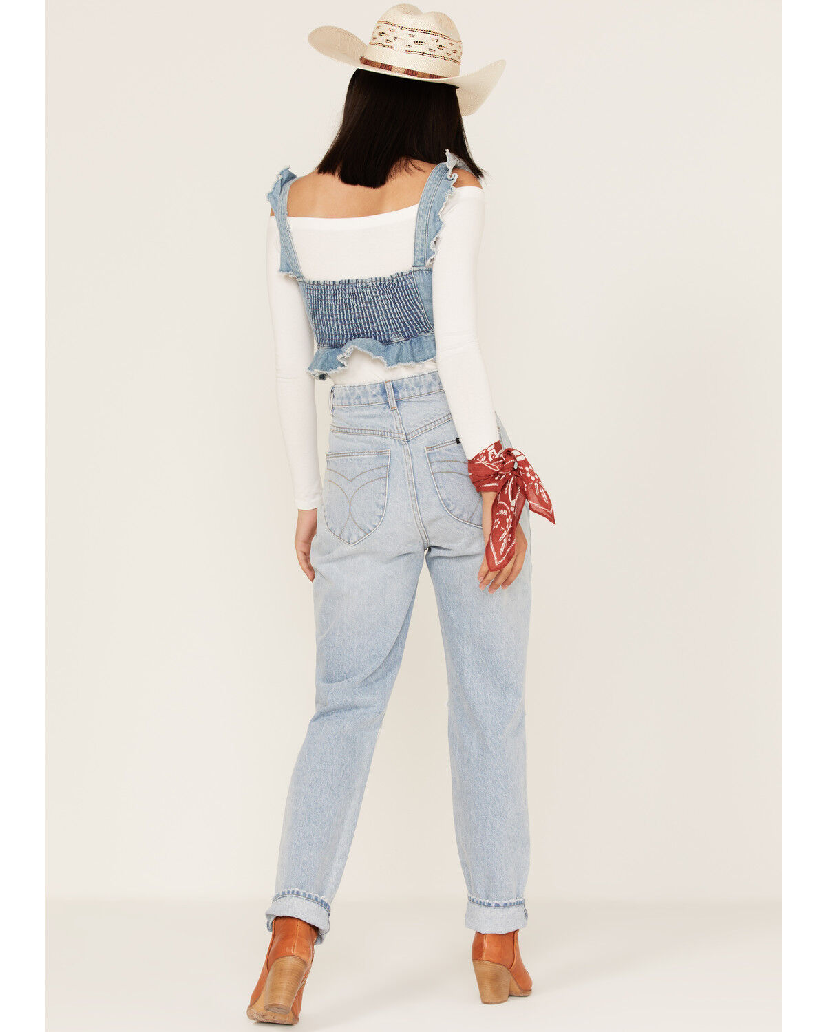 Image #3 - Rolla's Women's Light Wash High Rise Distressed Ella Straight Jeans, Blue, hi-res