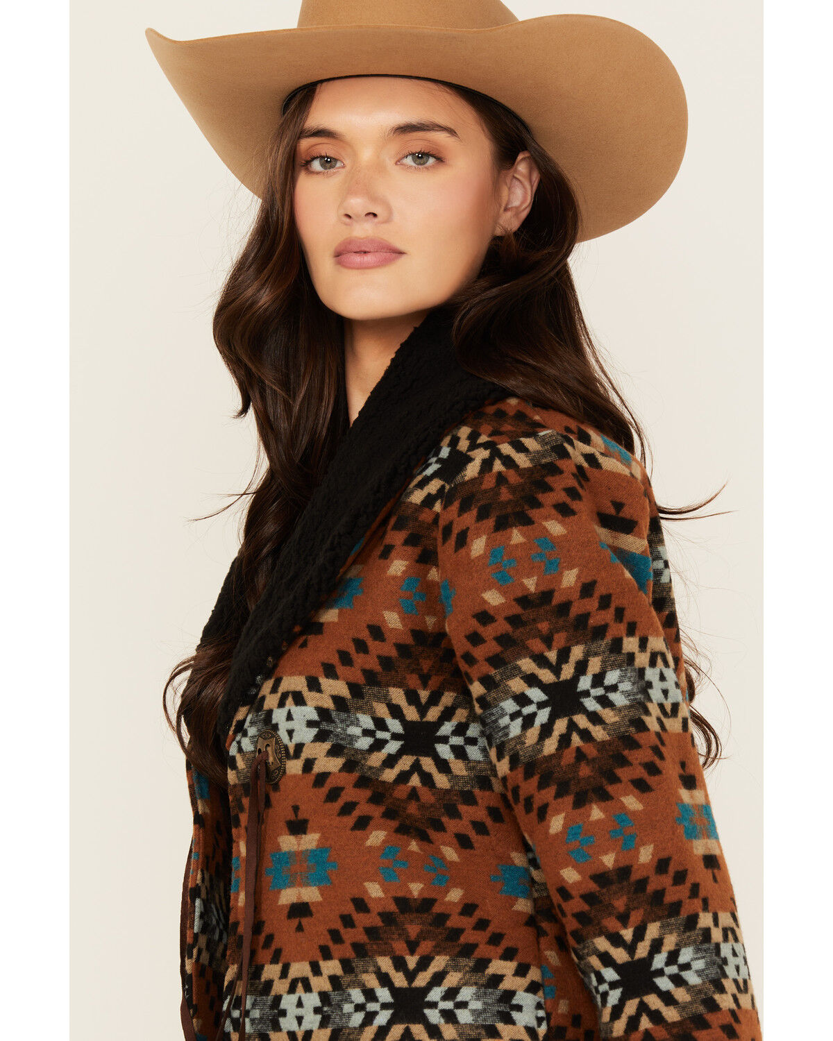 Image #2 - Cotton & Rye Women's Sherpa Lined Concho Jacket, Rust, hi-res