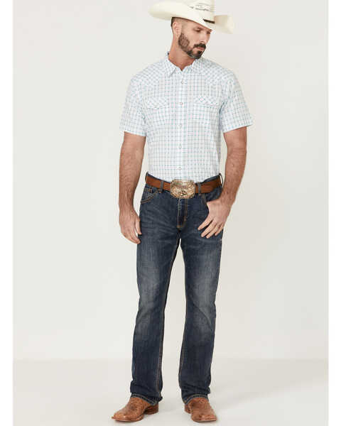Image #2 - Moonshine Spirit Men's River Delta Small Plaid Short Sleeve Pearl Snap Western Shirt , Cream, hi-res