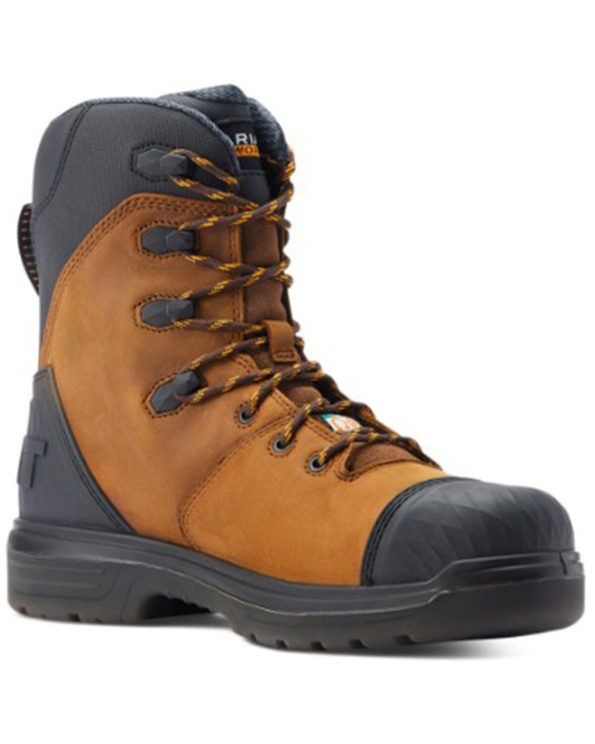 Ariat Men's Turbo Outlaw 8" Lace-Up Met Guard Work Boots - Carbon Toe, Dark Brown, hi-res